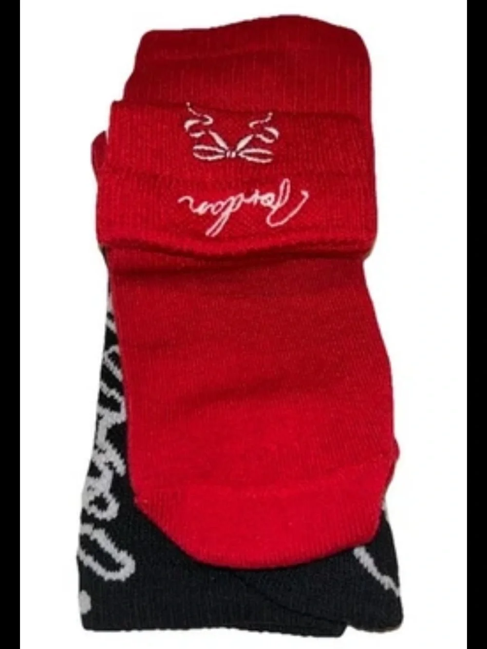 Nike Jumpman Kids Crew Socks 2 Pair Youth 5Y-7Y Red Black w Jordan Logo Cushion